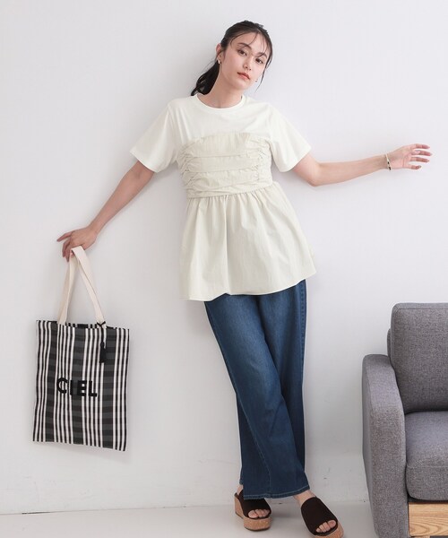 OPAQUE.CLIP(オペークドットクリップ)の「ビスチェドッキングカットソー【洗濯機OK】(Tシャツ/カットソー・レディース・ホワイト系5/ブラウン系その他5/チャコール・38/42/40)」の15枚目の写真