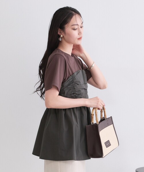 OPAQUE.CLIP(オペークドットクリップ)の「ビスチェドッキングカットソー【洗濯機OK】(Tシャツ/カットソー・レディース・ホワイト系5/ブラウン系その他5/チャコール・38/42/40)」の21枚目の写真