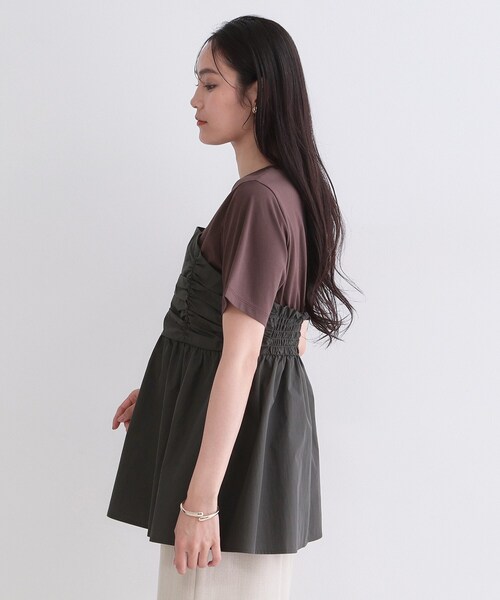 OPAQUE.CLIP(オペークドットクリップ)の「ビスチェドッキングカットソー【洗濯機OK】(Tシャツ/カットソー・レディース・ホワイト系5/ブラウン系その他5/チャコール・38/42/40)」の4枚目の写真