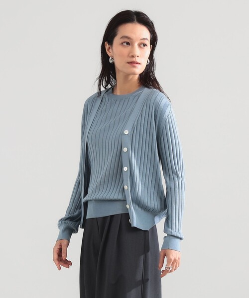 Demi-Luxe BEAMS(デミルクス ビームス)の「SLOANE / 18ゲージ シルク Vネック カーディガン(ニット/セーター・レディース・サックスブルー/ブラック・1/2)」の1枚目の写真
