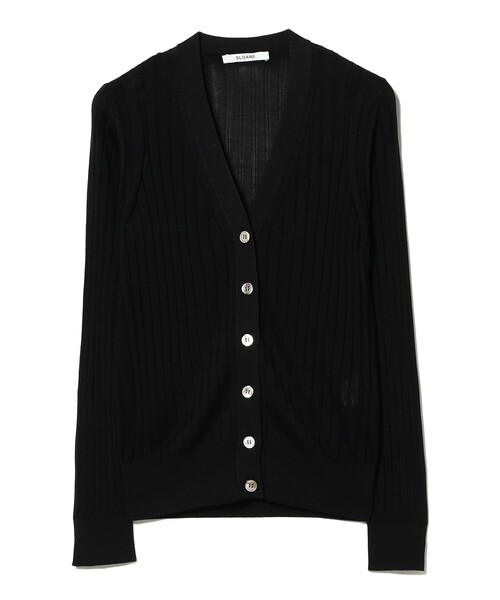 Demi-Luxe BEAMS(デミルクス ビームス)の「SLOANE / 18ゲージ シルク Vネック カーディガン(ニット/セーター・レディース・サックスブルー/ブラック・1/2)」の2枚目の写真