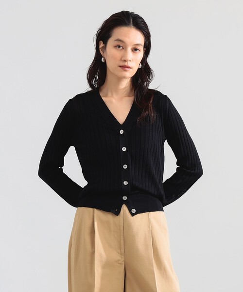 Demi-Luxe BEAMS(デミルクス ビームス)の「SLOANE / 18ゲージ シルク Vネック カーディガン(ニット/セーター・レディース・サックスブルー/ブラック・1/2)」の6枚目の写真