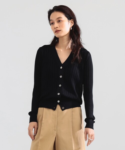 Demi-Luxe BEAMS(デミルクス ビームス)の「SLOANE / 18ゲージ シルク Vネック カーディガン(ニット/セーター・レディース・サックスブルー/ブラック・1/2)」の7枚目の写真