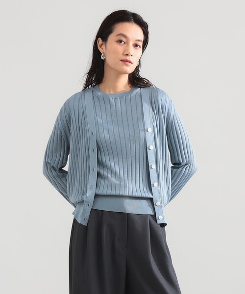 Demi-Luxe BEAMS(デミルクス ビームス)の「SLOANE / 18ゲージ シルク Vネック カーディガン(ニット/セーター・レディース・サックスブルー/ブラック・1/2)」の11枚目の写真