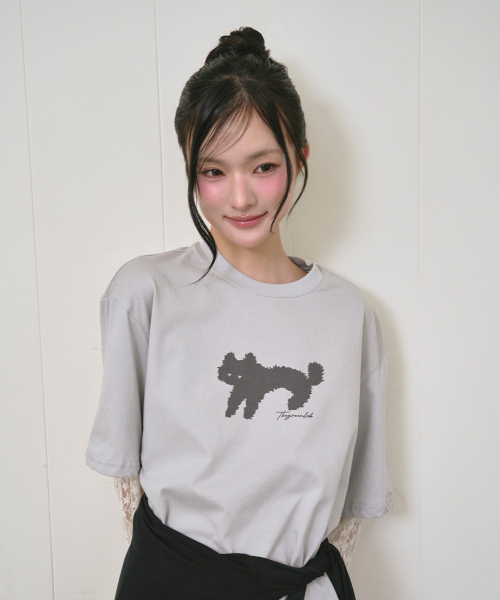 THE GREEN LAB（ザグリーンラボ）の「レース袖レイヤードキャットTシャツ[ライトグレー]（Tシャツ/カットソー・レディース・その他・FREE）」の8枚目の写真