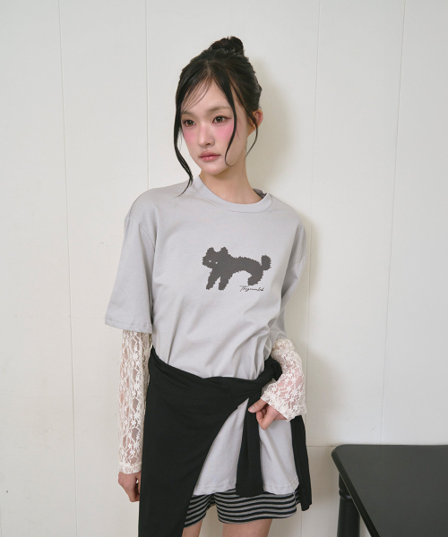 THE GREEN LAB（ザグリーンラボ）の「レース袖レイヤードキャットTシャツ[ライトグレー]（Tシャツ/カットソー・レディース・その他・FREE）」の10枚目の写真