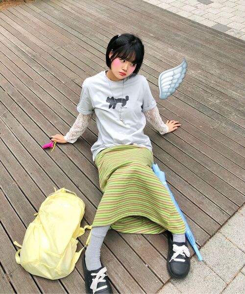 THE GREEN LAB（ザグリーンラボ）の「レース袖レイヤードキャットTシャツ[ライトグレー]（Tシャツ/カットソー・レディース・その他・FREE）」の18枚目の写真