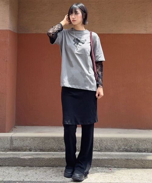 THE GREEN LAB（ザグリーンラボ）の「レース袖レイヤードキャットTシャツ[ライトグレー]（Tシャツ/カットソー・レディース・その他・FREE）」の21枚目の写真
