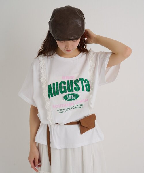 w closet(ダブルクローゼット)の「ロゴレースビッグT(Tシャツ/カットソー・レディース・ホワイト系その他/ブラック/オフホワイト/ブルー・FREE)」の2枚目の写真