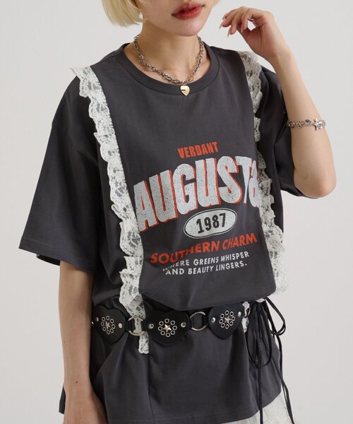 w closet(ダブルクローゼット)の「ロゴレースビッグT(Tシャツ/カットソー・レディース・ホワイト系その他/ブラック/オフホワイト/ブルー・FREE)」の3枚目の写真