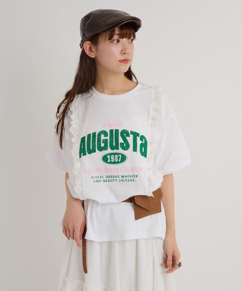 w closet(ダブルクローゼット)の「ロゴレースビッグT(Tシャツ/カットソー・レディース・ホワイト系その他/ブラック/オフホワイト/ブルー・FREE)」の5枚目の写真