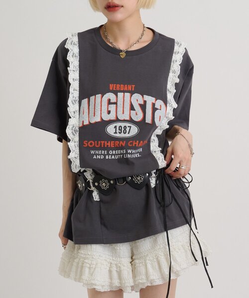 w closet(ダブルクローゼット)の「ロゴレースビッグT(Tシャツ/カットソー・レディース・ホワイト系その他/ブラック/オフホワイト/ブルー・FREE)」の13枚目の写真