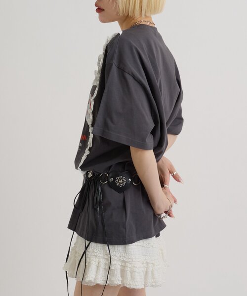 w closet(ダブルクローゼット)の「ロゴレースビッグT(Tシャツ/カットソー・レディース・ホワイト系その他/ブラック/オフホワイト/ブルー・FREE)」の14枚目の写真