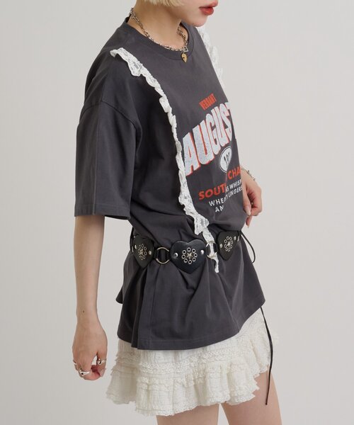 w closet(ダブルクローゼット)の「ロゴレースビッグT(Tシャツ/カットソー・レディース・ホワイト系その他/ブラック/オフホワイト/ブルー・FREE)」の16枚目の写真