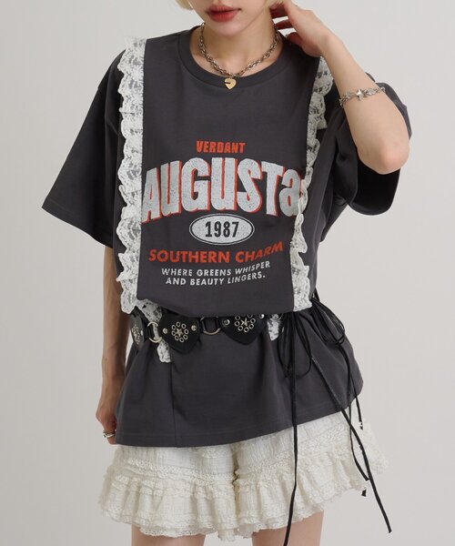 w closet(ダブルクローゼット)の「ロゴレースビッグT(Tシャツ/カットソー・レディース・ホワイト系その他/ブラック/オフホワイト/ブルー・FREE)」の17枚目の写真