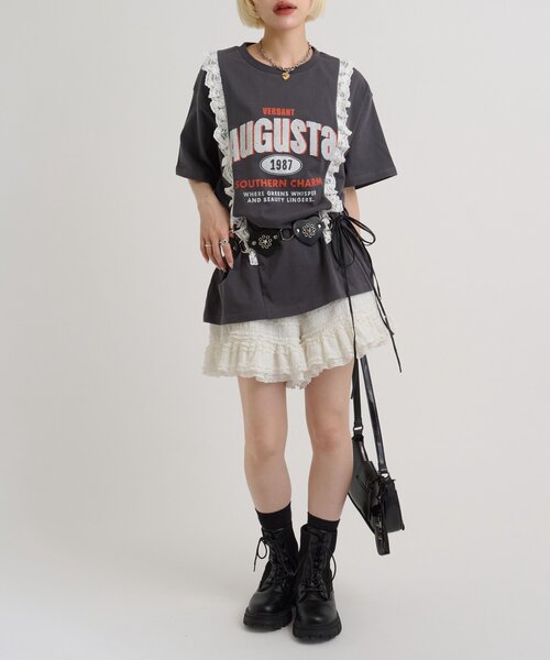 w closet(ダブルクローゼット)の「ロゴレースビッグT(Tシャツ/カットソー・レディース・ホワイト系その他/ブラック/オフホワイト/ブルー・FREE)」の19枚目の写真