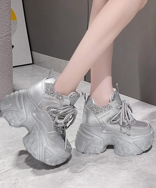 Miniministore（ミニミニストア）の「グリッター厚底スニーカーキラキラシューズ（スニーカー・レディース・ブラック/ホワイト/シルバー・24.5cm/23.5cm/23.0cm/22.5cm/24.0cm/25.0cm）」の19枚目の写真