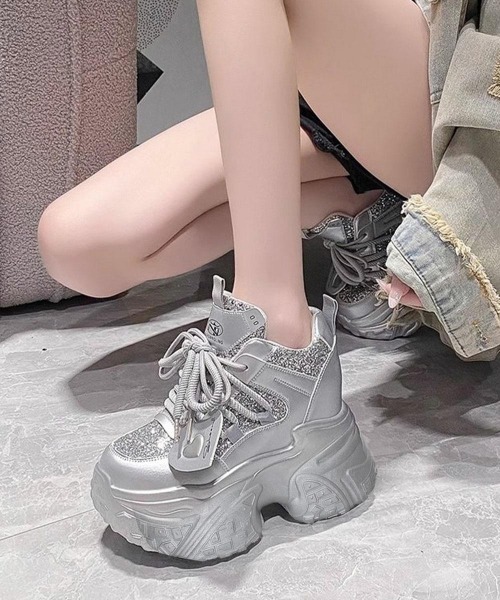 Miniministore（ミニミニストア）の「グリッター厚底スニーカーキラキラシューズ（スニーカー・レディース・ブラック/ホワイト/シルバー・24.5cm/23.5cm/23.0cm/22.5cm/24.0cm/25.0cm）」の20枚目の写真