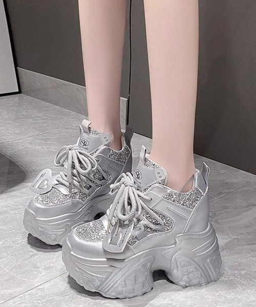 Miniministore（ミニミニストア）の「グリッター厚底スニーカーキラキラシューズ（スニーカー・レディース・ブラック/ホワイト/シルバー・24.5cm/23.5cm/23.0cm/22.5cm/24.0cm/25.0cm）」の21枚目の写真