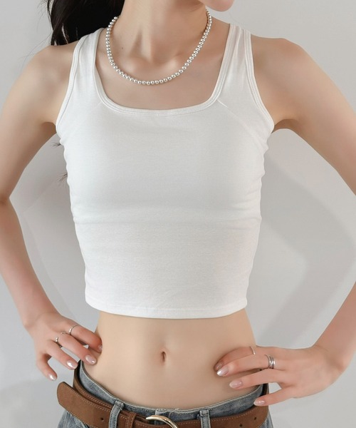 Jewelobe（ジュエローブ）の「バックデザインタンク（タンクトップ・レディース・ホワイト/ブラック・FREE）」の2枚目の写真