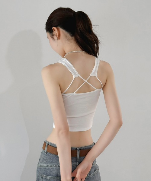 Jewelobe（ジュエローブ）の「バックデザインタンク（タンクトップ・レディース・ホワイト/ブラック・FREE）」の15枚目の写真