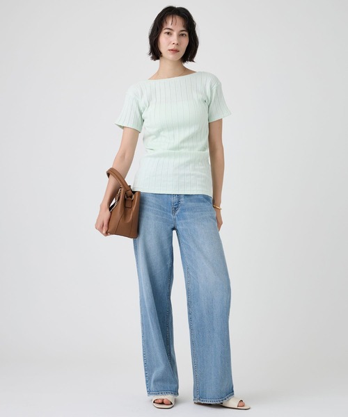 YOUNG&OLSEN The DRYGOODS STORE(ヤングアンドオルセン)の「【YOUNG&OLSEN】<別注>2WAYリブTEE(Tシャツ/カットソー・レディース・キャメル/ライトグリーン/ホワイト・フリー)」の21枚目の写真