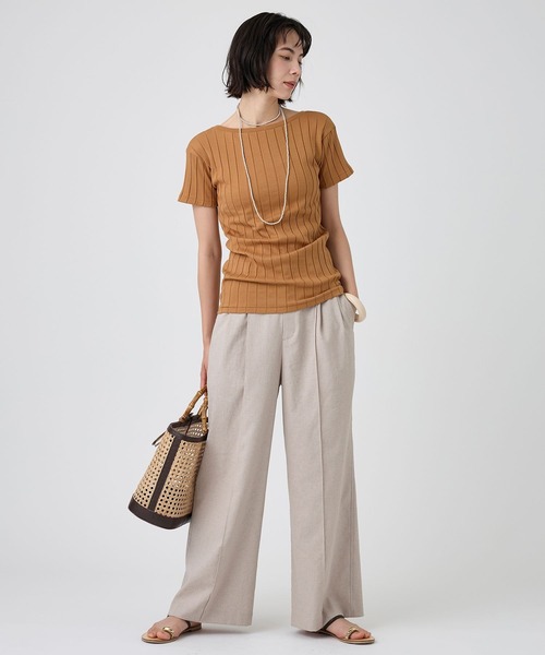 YOUNG&OLSEN The DRYGOODS STORE(ヤングアンドオルセン)の「【YOUNG&OLSEN】<別注>2WAYリブTEE(Tシャツ/カットソー・レディース・キャメル/ライトグリーン/ホワイト・フリー)」の15枚目の写真