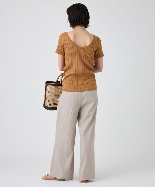 YOUNG&OLSEN The DRYGOODS STORE(ヤングアンドオルセン)の「【YOUNG&OLSEN】<別注>2WAYリブTEE(Tシャツ/カットソー・レディース・キャメル/ライトグリーン/ホワイト・フリー)」の13枚目の写真