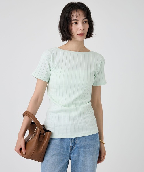 YOUNG&OLSEN The DRYGOODS STORE(ヤングアンドオルセン)の「【YOUNG&OLSEN】<別注>2WAYリブTEE(Tシャツ/カットソー・レディース・キャメル/ライトグリーン/ホワイト・フリー)」の6枚目の写真