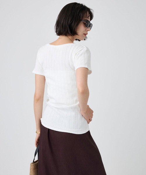 YOUNG&OLSEN The DRYGOODS STORE(ヤングアンドオルセン)の「【YOUNG&OLSEN】<別注>2WAYリブTEE(Tシャツ/カットソー・レディース・キャメル/ライトグリーン/ホワイト・フリー)」の10枚目の写真