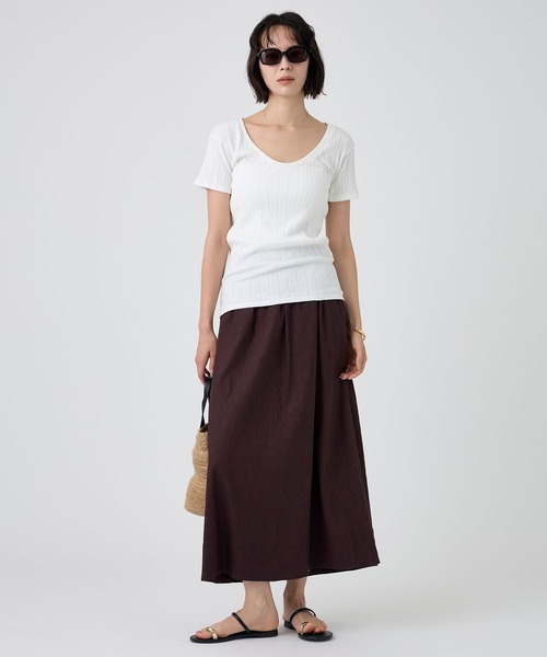 YOUNG&OLSEN The DRYGOODS STORE(ヤングアンドオルセン)の「【YOUNG&OLSEN】<別注>2WAYリブTEE(Tシャツ/カットソー・レディース・キャメル/ライトグリーン/ホワイト・フリー)」の9枚目の写真