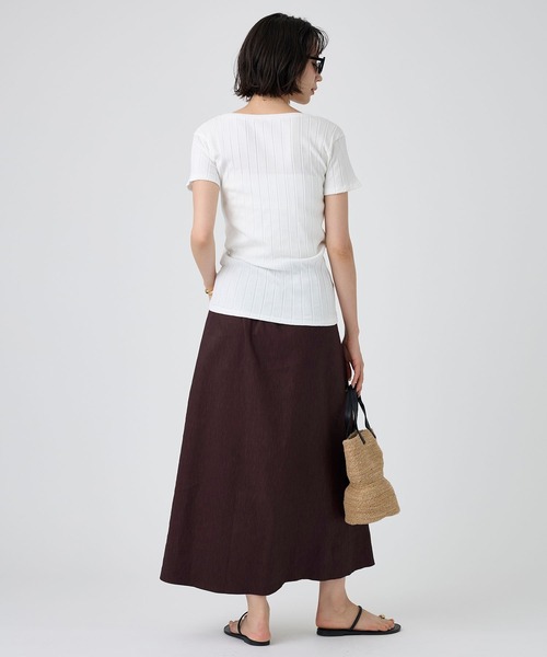 YOUNG&OLSEN The DRYGOODS STORE(ヤングアンドオルセン)の「【YOUNG&OLSEN】<別注>2WAYリブTEE(Tシャツ/カットソー・レディース・キャメル/ライトグリーン/ホワイト・フリー)」の7枚目の写真