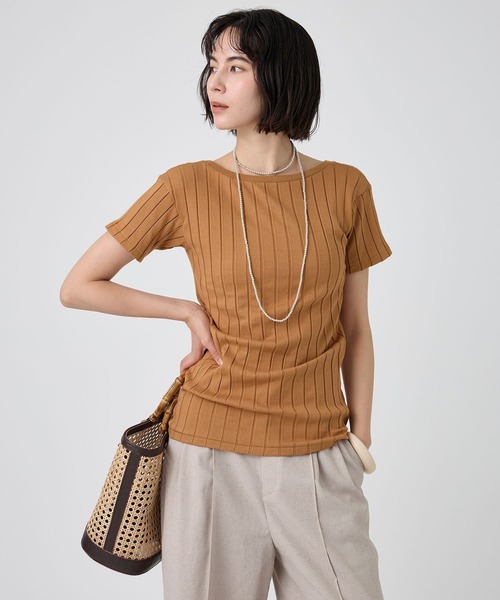 YOUNG&OLSEN The DRYGOODS STORE(ヤングアンドオルセン)の「【YOUNG&OLSEN】<別注>2WAYリブTEE(Tシャツ/カットソー・レディース・キャメル/ライトグリーン/ホワイト・フリー)」の18枚目の写真