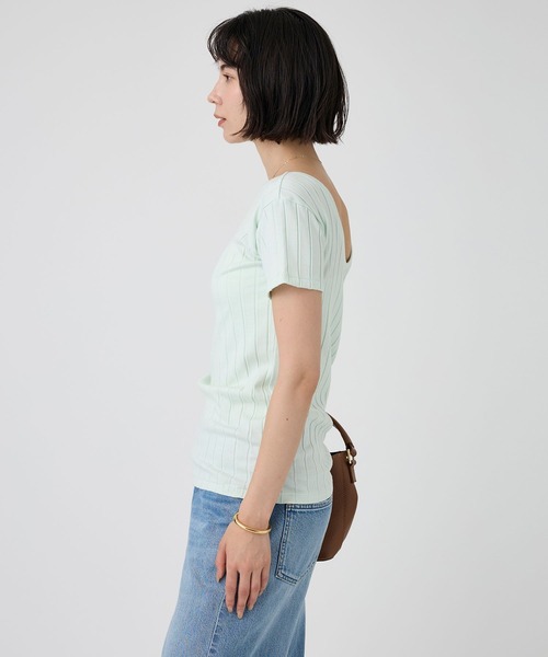 YOUNG&OLSEN The DRYGOODS STORE(ヤングアンドオルセン)の「【YOUNG&OLSEN】<別注>2WAYリブTEE(Tシャツ/カットソー・レディース・キャメル/ライトグリーン/ホワイト・フリー)」の5枚目の写真