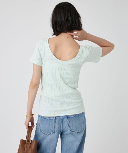 YOUNG&OLSEN The DRYGOODS STORE(ヤングアンドオルセン)の「【YOUNG&OLSEN】<別注>2WAYリブTEE(Tシャツ/カットソー・レディース・キャメル/ライトグリーン/ホワイト・フリー)」の4枚目の写真