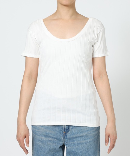 YOUNG&OLSEN The DRYGOODS STORE(ヤングアンドオルセン)の「【YOUNG&OLSEN】<別注>2WAYリブTEE(Tシャツ/カットソー・レディース・キャメル/ライトグリーン/ホワイト・フリー)」の22枚目の写真