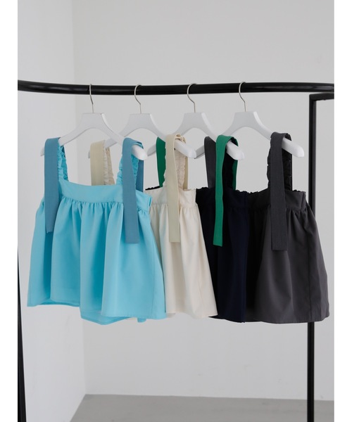 Katrin TOKYO（カトリーントーキョー）の「bicolor ruffle tops（キャミソール・レディース・ホワイト/チャコールグレー/ブルー系その他/ネイビー・FREE/XS）」の5枚目の写真