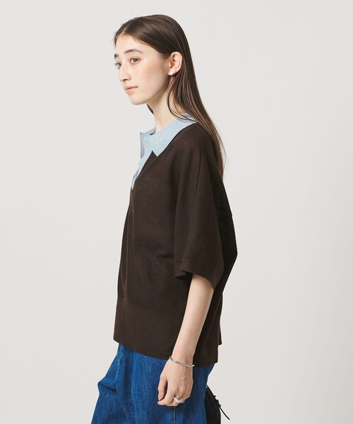 UNITED ARROWS(ユナイテッドアローズ)の「スキッパー ドルマンスリーブ ニット ‐ウォッシャブル‐(ニット/セーター・レディース・ダークブラウン/ネイビー/ブラック・FREE)」の9枚目の写真