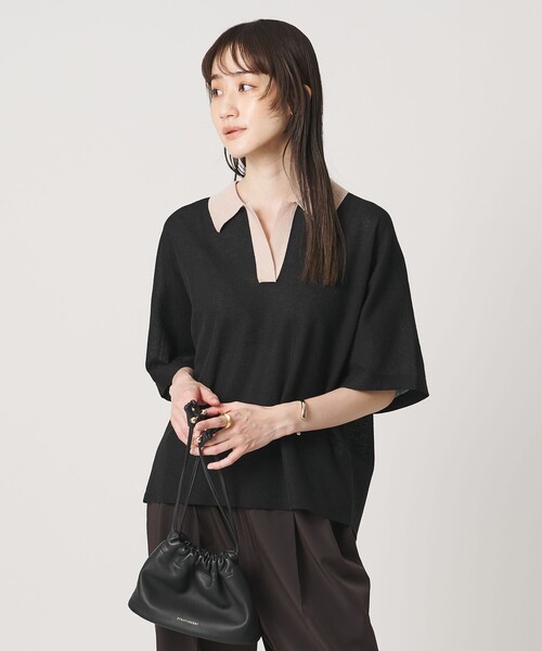 UNITED ARROWS(ユナイテッドアローズ)の「スキッパー ドルマンスリーブ ニット ‐ウォッシャブル‐(ニット/セーター・レディース・ダークブラウン/ネイビー/ブラック・FREE)」の10枚目の写真
