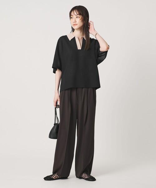UNITED ARROWS(ユナイテッドアローズ)の「スキッパー ドルマンスリーブ ニット ‐ウォッシャブル‐(ニット/セーター・レディース・ダークブラウン/ネイビー/ブラック・FREE)」の13枚目の写真