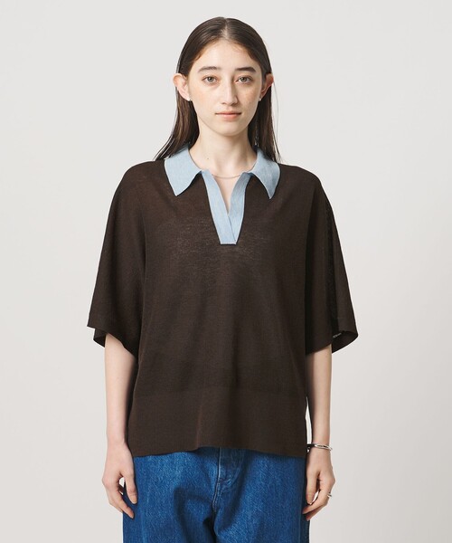UNITED ARROWS(ユナイテッドアローズ)の「スキッパー ドルマンスリーブ ニット ‐ウォッシャブル‐(ニット/セーター・レディース・ダークブラウン/ネイビー/ブラック・FREE)」の11枚目の写真