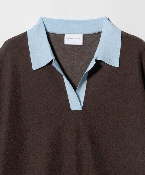 UNITED ARROWS(ユナイテッドアローズ)の「スキッパー ドルマンスリーブ ニット ‐ウォッシャブル‐(ニット/セーター・レディース・ダークブラウン/ネイビー/ブラック・FREE)」の7枚目の写真