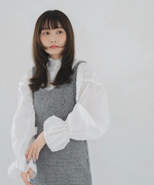 merrylatte(メリーラテ)の「千鳥柄マーメイドキャミワンピース【IROHANI】(ワンピース・レディース・グレー/ホワイト・L/M)」の7枚目の写真