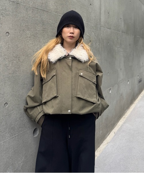 Ameri(アメリ)の「DEFORMATION M-65 JACKET(テーラードジャケット・レディース・カーキ/マルチ/ピンク・FREE)」の11枚目の写真