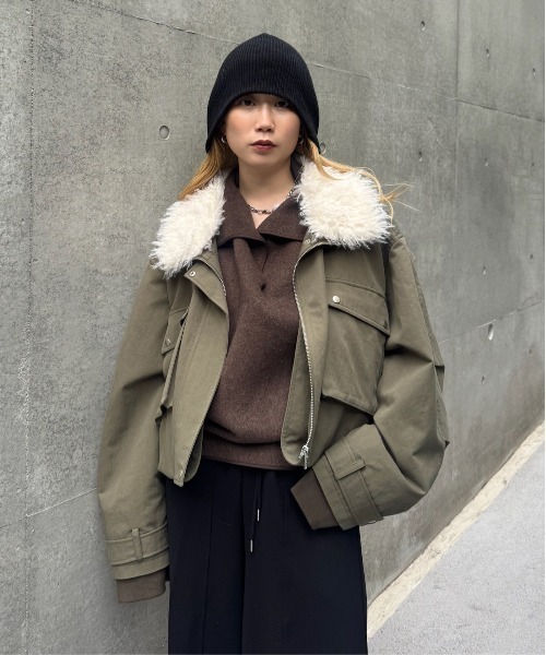 Ameri(アメリ)の「DEFORMATION M-65 JACKET(テーラードジャケット・レディース・カーキ/マルチ/ピンク・FREE)」の12枚目の写真