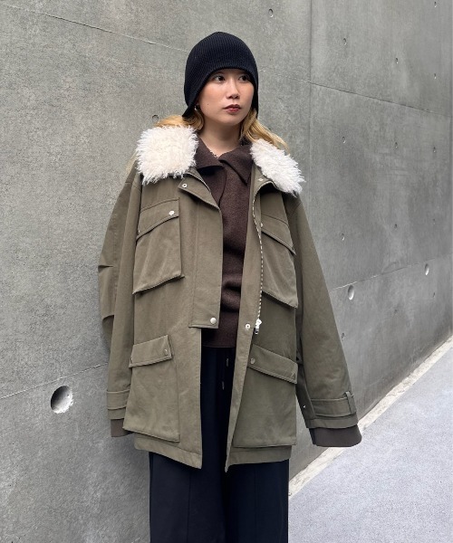 Ameri(アメリ)の「DEFORMATION M-65 JACKET(テーラードジャケット・レディース・カーキ/マルチ/ピンク・FREE)」の13枚目の写真