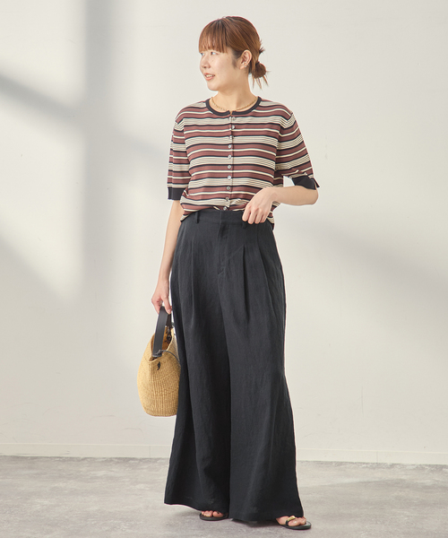 journal standard L'essage(ジャーナルスタンダードレサージュ)の「《セットアップ可》トリプルリネンキュロットパンツ(スラックス・レディース・ブラック/ベージュ・38/36)」の10枚目の写真