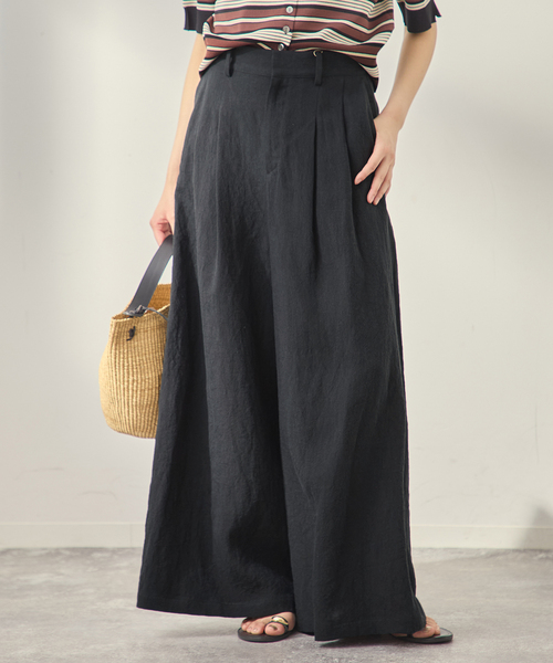 journal standard L'essage(ジャーナルスタンダードレサージュ)の「《セットアップ可》トリプルリネンキュロットパンツ(スラックス・レディース・ブラック/ベージュ・38/36)」の8枚目の写真