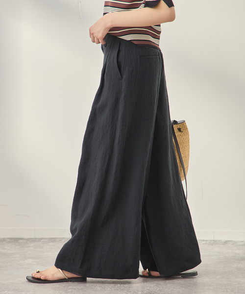 journal standard L'essage(ジャーナルスタンダードレサージュ)の「《セットアップ可》トリプルリネンキュロットパンツ(スラックス・レディース・ブラック/ベージュ・38/36)」の7枚目の写真
