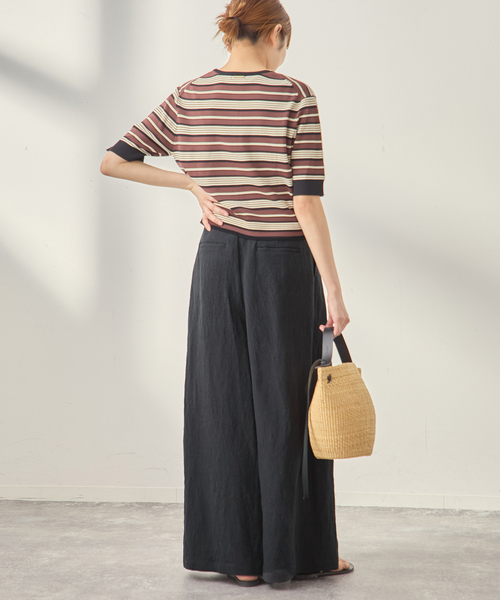 journal standard L'essage(ジャーナルスタンダードレサージュ)の「《セットアップ可》トリプルリネンキュロットパンツ(スラックス・レディース・ブラック/ベージュ・38/36)」の5枚目の写真